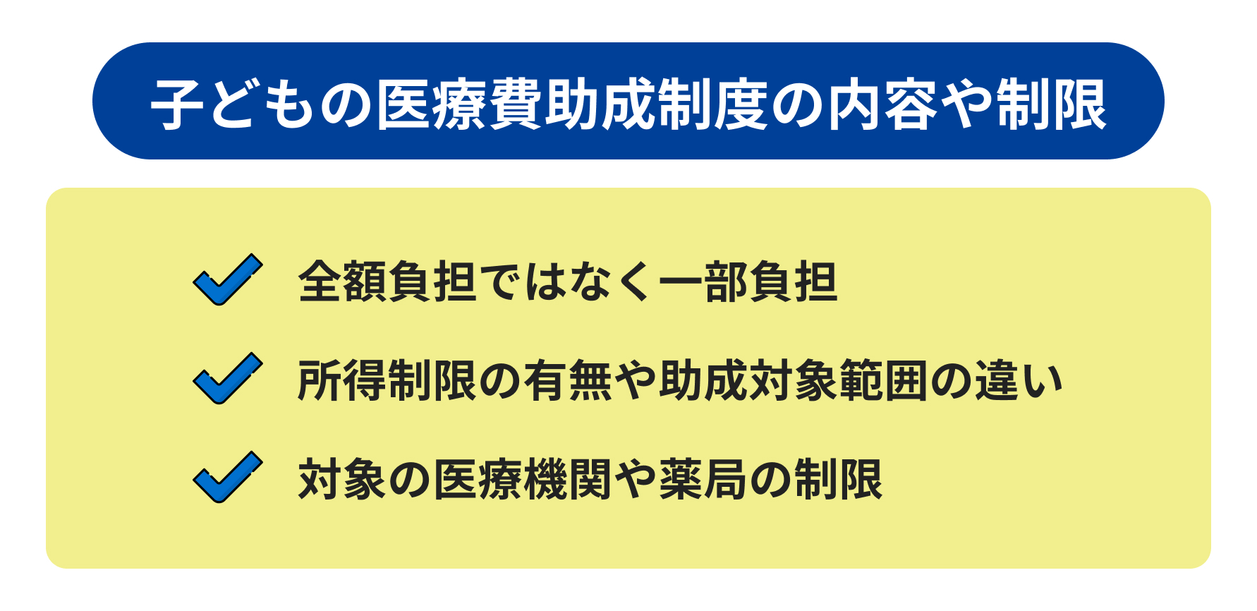子どもの医療費助成制度の内容や制限の説明
