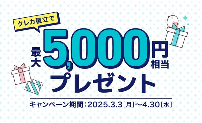 クレカ積立で5,000円相当プレゼント