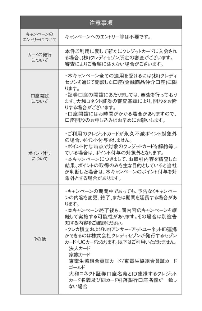 キャンペーン注意事項