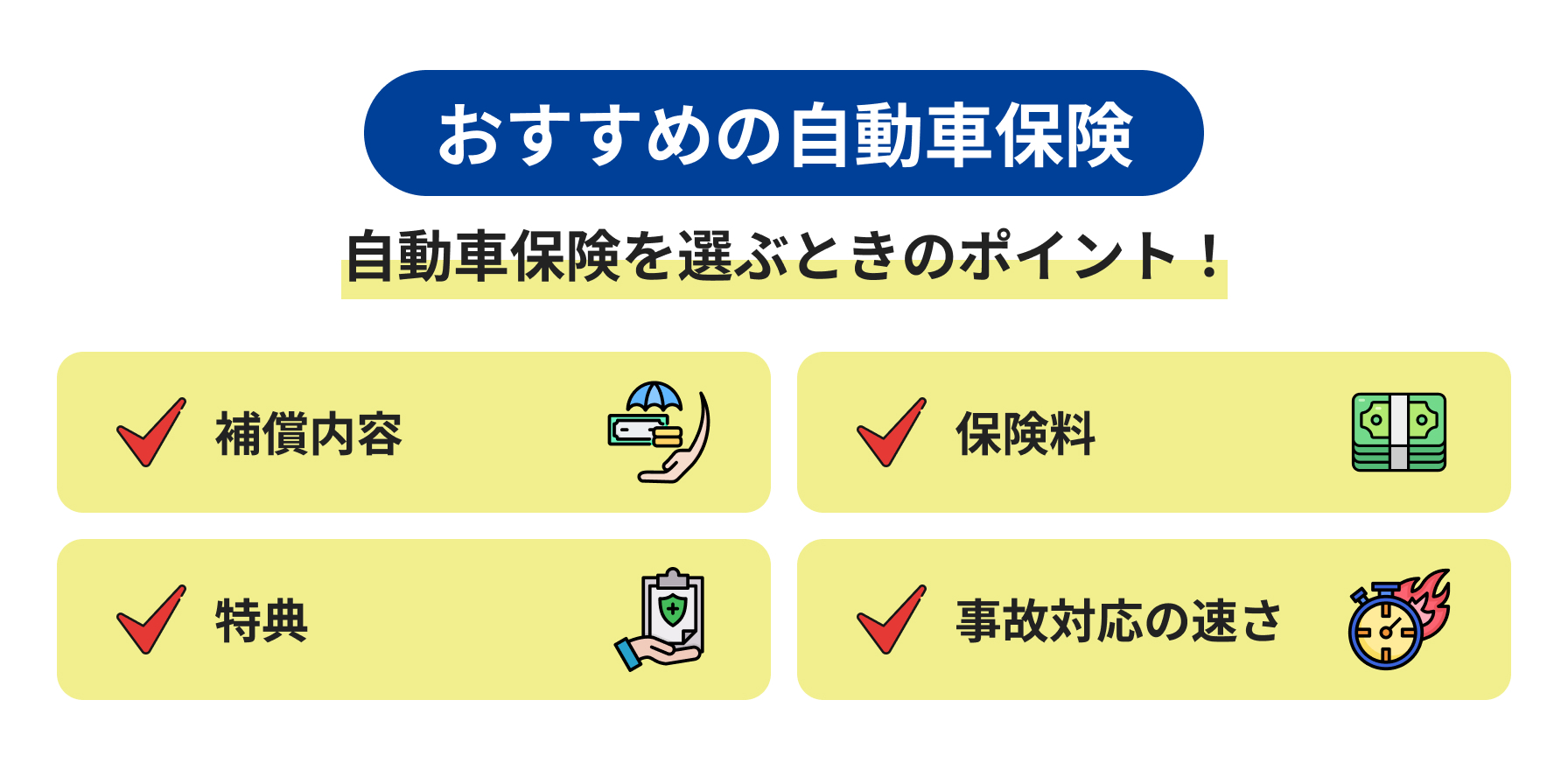 おすすめの自動車保険 自動車保険を選ぶときのポイント