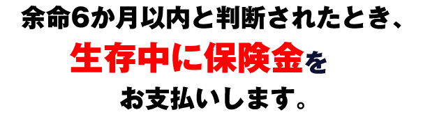 余命6か月以内と判断されたとき、生存中に保険金をお支払いします。
