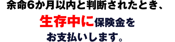 余命6か月以内と判断されたとき、生存中に保険金をお支払いします。