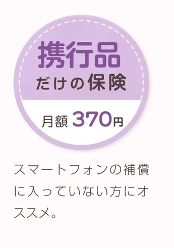 携行品だけの保険 月額370円