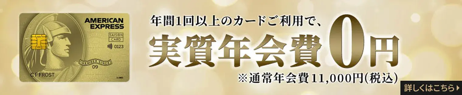 年間1回以上のカードご利用で、実質年会費0円※通常年会費11,000円(税込)詳しくはこちら