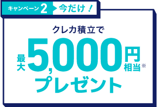 キャンペーン2・クレカ積立で 最大5,000円相当プレゼント