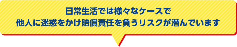 日常生活では様々なケースで他人に迷惑をかけ賠償責任を負うリスクが潜んでいます